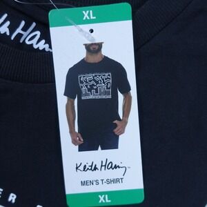 Keith Haring Graphic Tee Shirt Mens XL Dance Lower East Side Black Cotton NWT